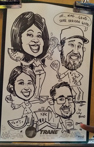 party caricatures, party art, event sketches, 