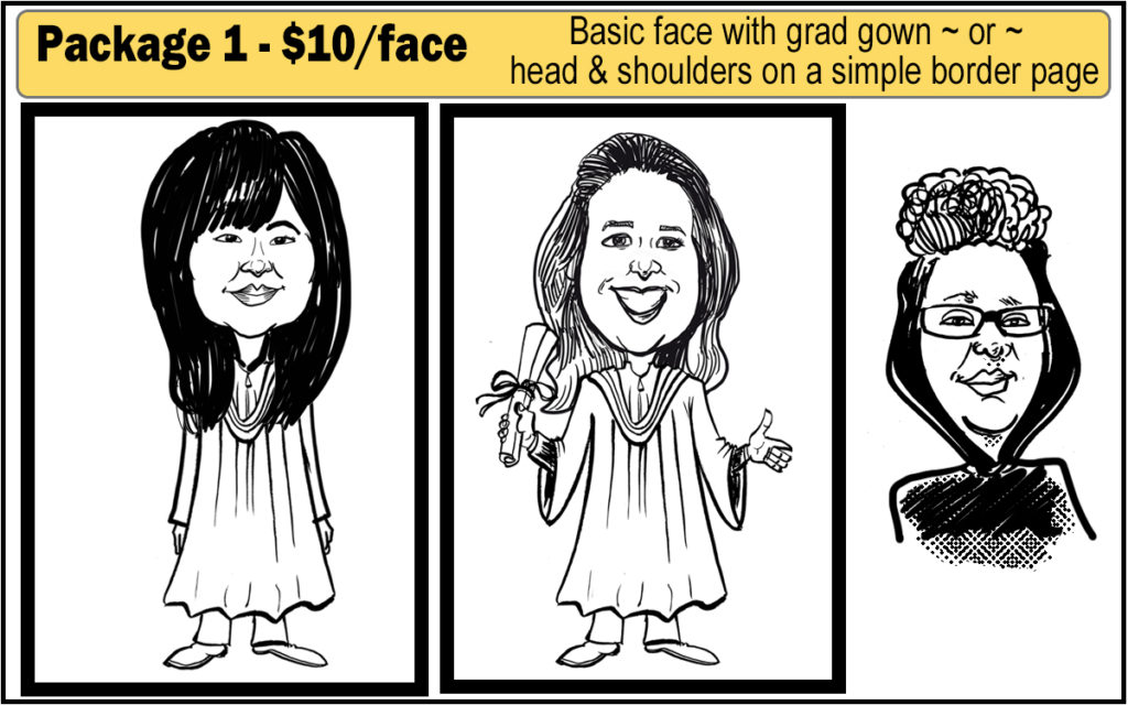 Basic face with a grad gown - OR - face only with neck and shoulders